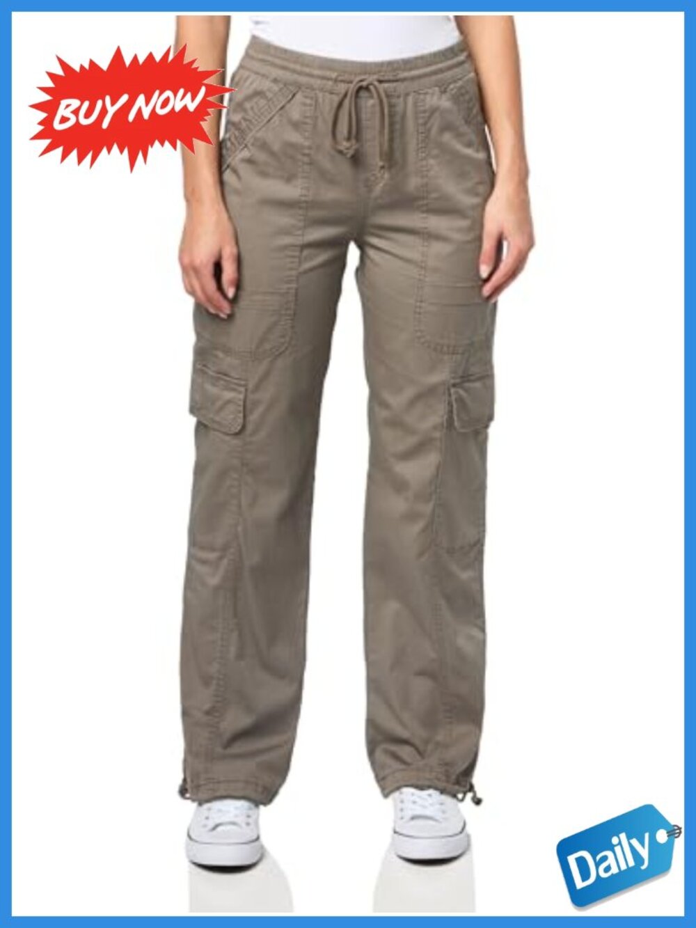 Straight Leg Stretch Twill Cargo Pants Pull On Relaxed Utility